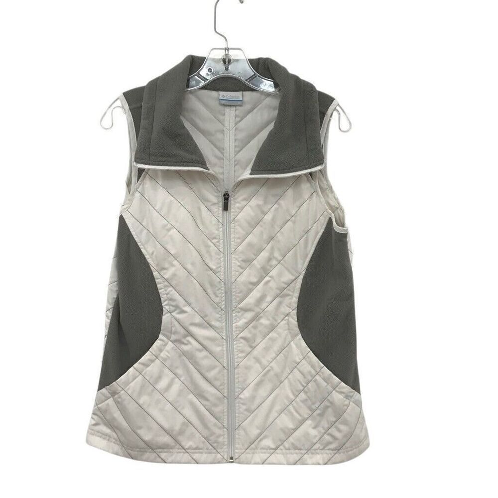 Columbia Size M Puffer Vest White Lightweight Pockets Outdoors Winter Gorpcore